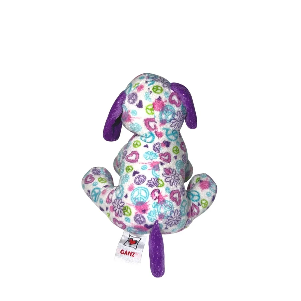 Ganz Webkinz Peace Out Puppy Plush Dog Peace Signs HM693 Purple White no code